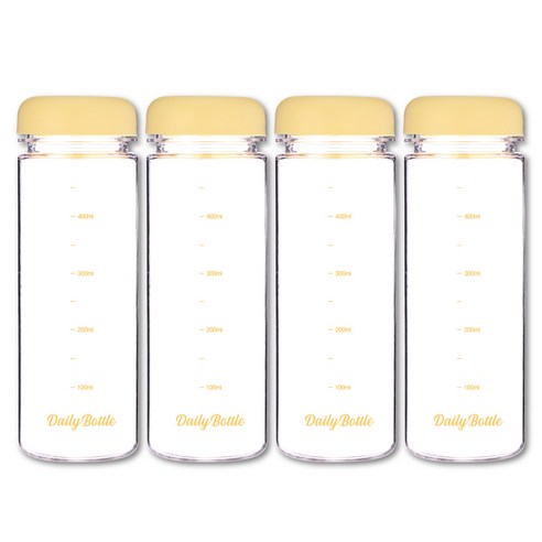 위드 눈금물병 페트 마이보틀 500ml 4P, 옐로, 1세트