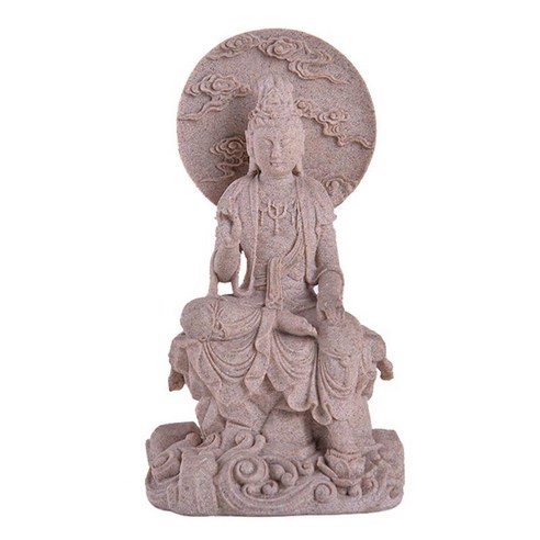 작은 타이어 부처님 동상 수제 입상 불교 fengshui 정원 홈 거실 장식을위한 장식기도, 갈색, 사암