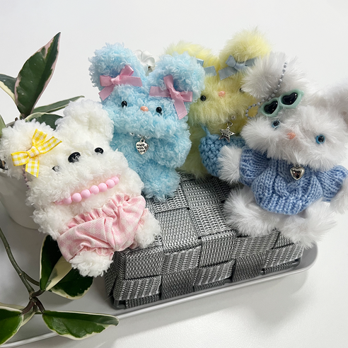 롭다 모루공예 모루인형 키링 만들기 DIY 키트, 귀염(곰or토끼) 화이트, 1개