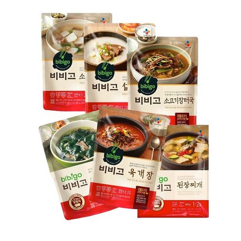 비비고(소고기미역국+설렁탕+육개장+소고기무국+장터국+된장찌개)각1입, 1세트