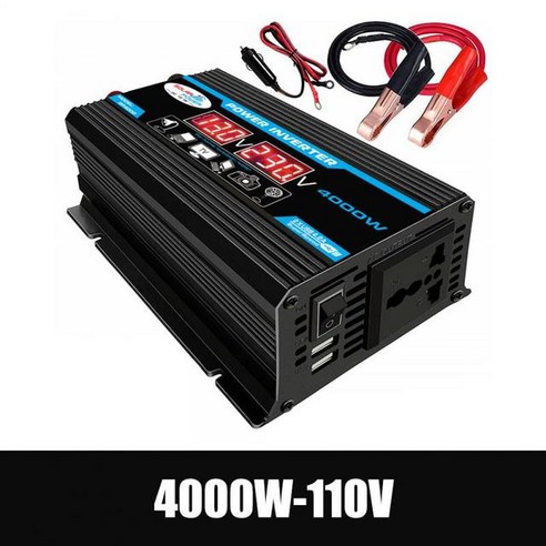 자동차 인버터 캠핑 수정 사인파 인버터 12V ~ 4000W DC 전압 변환기 미니 자동차 공급 장치 LED USB, 1개