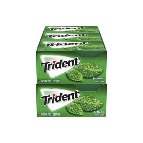 트라이던트 무설탕 자일리톨 껌, 스피어민트 (Spearmint), 336개입, 1.9g