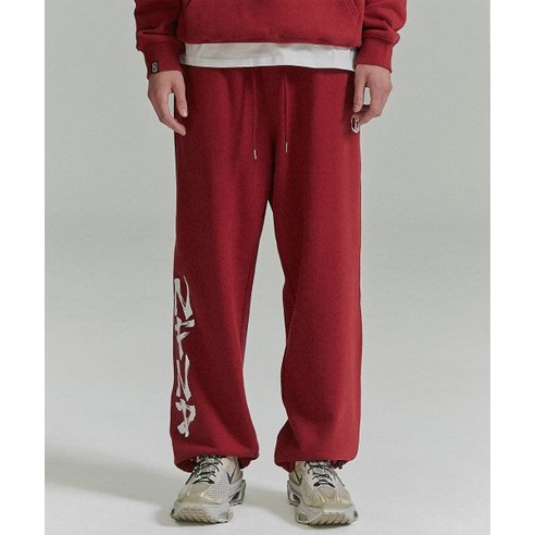 NOT4NERD Brush NFND Logo String Sweat Pants - 레드