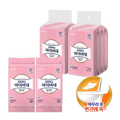 크리넥스 마이비데 밸런스케어 휴대용 10매2개 5세트 비데티슈, 10개 X 10매입, 10개, 10개
