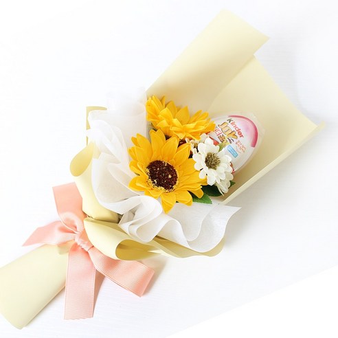 로렌블룸 해바라기 꽃다발 킨더조이 꽃다발 미니꽃다발 입학식 꽃, 핑크 킨더조이