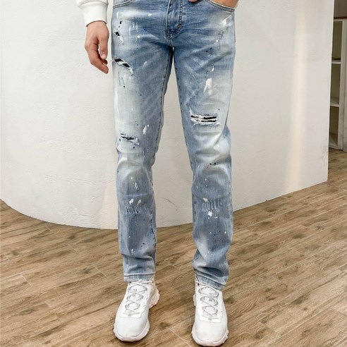 남자찢청 무파진 찢어진청바지 남자연청바지 부자진 남자찢청 무파진 찢어진청바지 남자연청바지 부자진