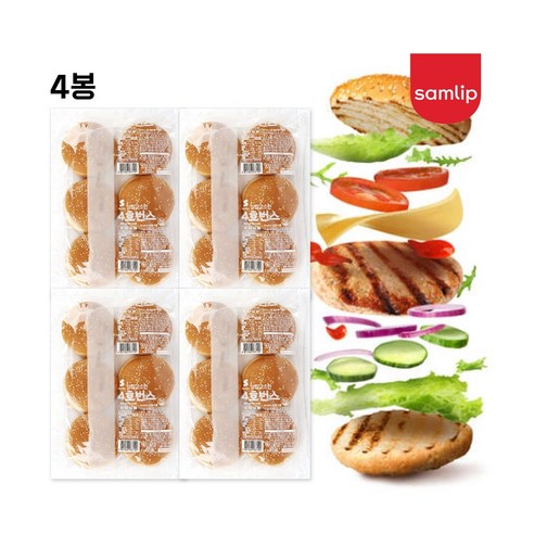 삼립 고소한 햄버거번 4인치 50g [원산지:국산], 108개