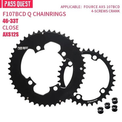 패스 107 bcd 체인링 2X 더블 체인 링 SRAM 포스 쿼크 파워 계량기 AXS 12 단 도로 자갈 자전거용 4 볼트, 없음, 2) Q 52-39T Black AXS 에버랜드큐패스 10 패스 퀘스트 107BCD 더블 체인링 2X 스프로킷 SRAM 포스 쿼크 파워 계량기 AXS 12S 도로 자갈 자전거용 46-33 48-35 50-37 52-39, 없음, 1) Q 46-33T Black AXS