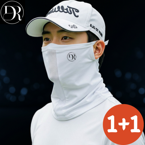 딥루트 자외선차단 골프마스크 멀티스카프 햇빛가리개, 화이트+화이트, 1세트