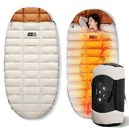 망고 오리털 캠핑침낭 와이드 쉴드 덕다운 번데기 침낭, 1개