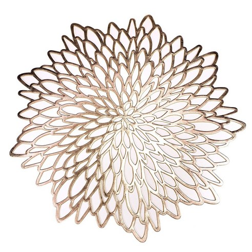 노 브랜드 새로운 북유럽 스타일 테이블 장식 매트 히비스커스 꽃 브론징 PVC 플레이스 골드 6 조각, 금