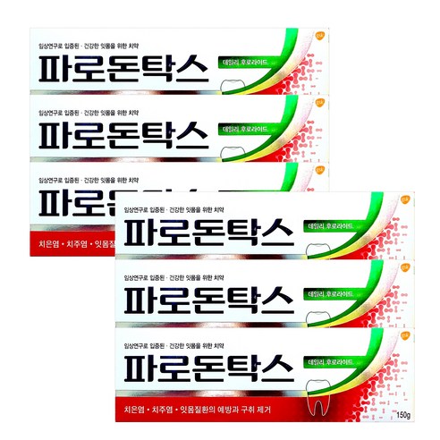 파로돈탁스 데일리 후로라이드 치약, 150g, 6개