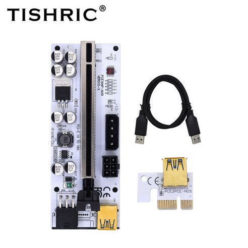 이더리움 채굴기 비트코인 채굴장 가정용 채굴부품 1-10Pcs TISHRIC VER010-X Pcie 라이저 010 Express X16, 한개옵션1, 01 1Pcs Bla도구