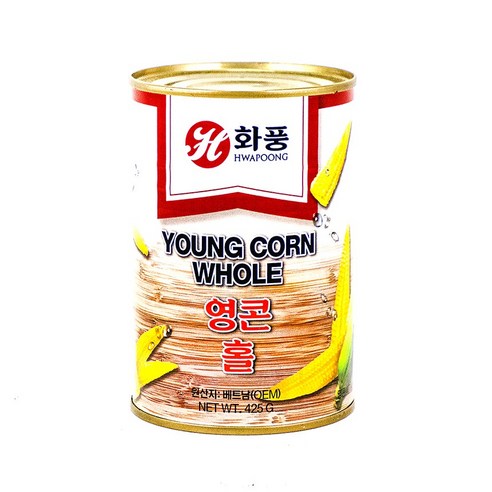 화풍 영콘 홀 425g 베이비콘 옥수수 통조림, 3개