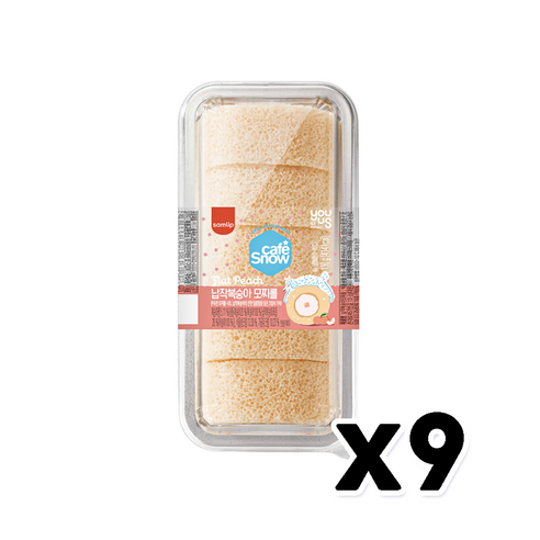 납작복숭아모찌롤 복숭아맛크림 디저트간식 130g x 9개