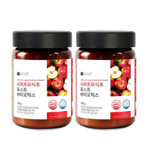 바로푸드 사과초모식초 포스트바이오틱스 분말, 2통, 150g
