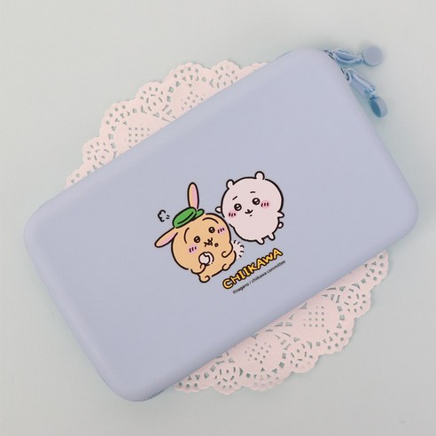 먼작귀 치이카와 하치와레 우사기 넉넉한 사이즈 실리콘 필통 파우치, 1개, 블루
