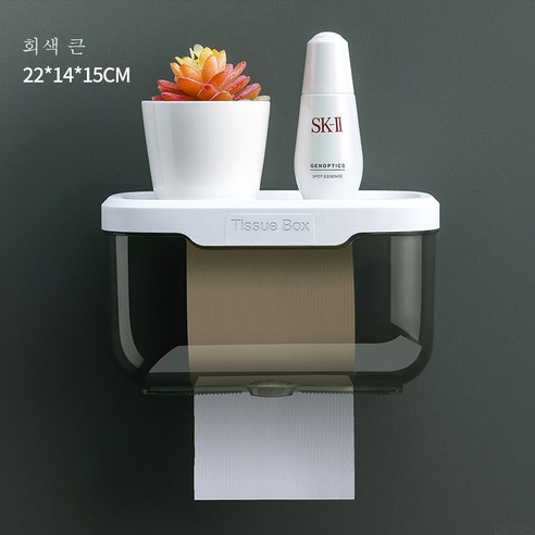 DFMEI 화장실 휴지 케이스 벽걸이 화장실 종이 뽑기 펀치 홀 수납 선반 화장실 방수 아이디어 화장지 롤 종이, 【심플】라지 그레이 (적용소)티슈 있음)