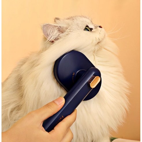 ABS소재 원터치 90도 회전 강아지 고양이 브러쉬, 1개, 화이트