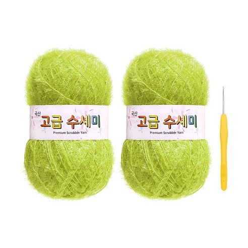 울클럽 별꽃수세미 DIY 고급수세미실 80g 2볼 + 코바늘 6호 (동영상제공), 116옐로우그린