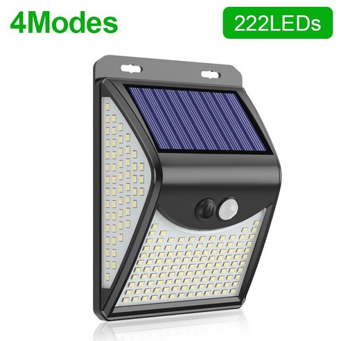 [KHTE] 244 222 LED 태양광 야외 4 모드 모션 센서 PIR 벽 조명 방수 태양광 램프 햇빛 정원 태양광 조명 야외등 태양광 조명, 222LED-1Pcs-4Mode