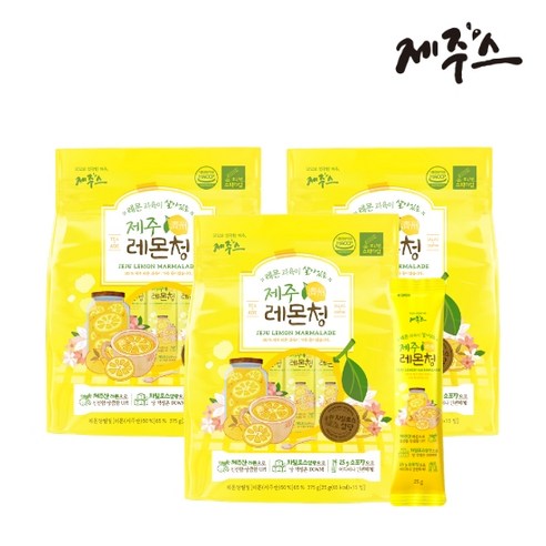 제주스 제주 레몬청 스틱 375g 자일로스 레몬차, 45개, 3봉지, 25g, 15개입, 3개