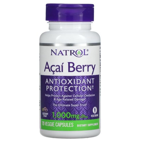 Natrol Acai Berry 나트롤 아사이베리 500mg 75식물성캡슐, 1개, 75개