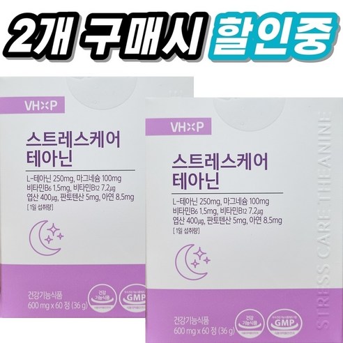 내몸에딱 약국판매용 스트레스 케어 긴장 완화 테아닌 마그네슘 엽산 아연 판토텐산 건강기능식품, 2개, 120정