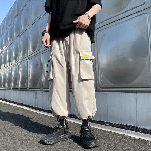 일본 패션 브랜드 가을 새로운 느슨한 작업 바지 남성 스트레이트 Drawstring 레깅스 코튼 모든 경기 캐주얼 바지