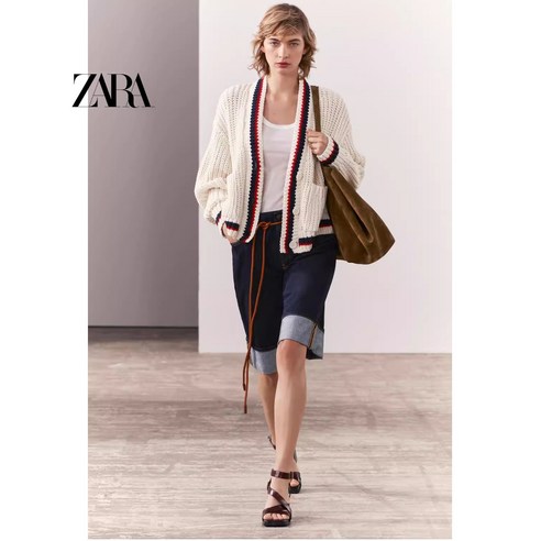 ZARA 자라 파이핑 니트 가디건