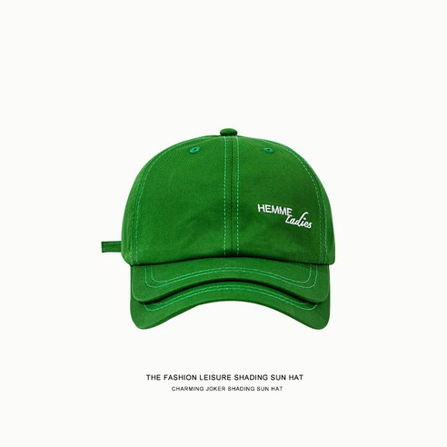 새로운 인터넷 연예인 유행 더블 브림 야구 모자 여성 가을 유행 남자의 모든 일치 미국 편지 소프트 탑 모자, 더블 브림 녹색