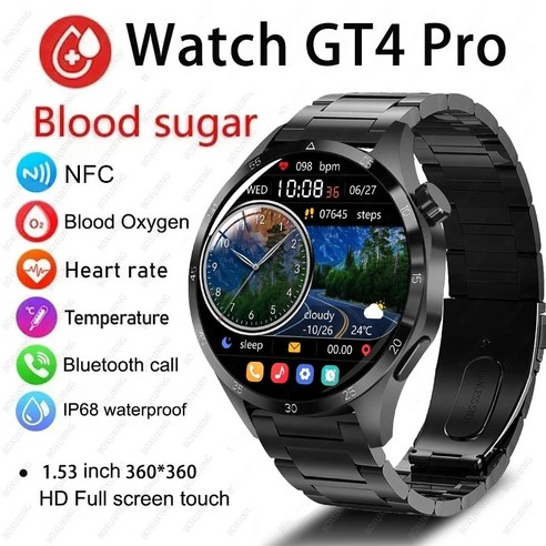 화웨이 GT4 프로 GPS 스마트 워치 AMOLED HD 스크린 블루투스 통화 NFC IP68 방수 시계, 10.Black mesh belt NFC GT4 Pr