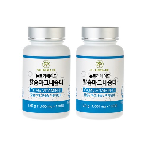 뉴트리메이드 칼슘 마그네슘 비타민D 1000mg x 120정, 2개