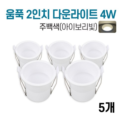 라인조명 LED 에코 움푹 (2.3.4.5.6인치) 다운라이트, 5개, 주백색, 1.움푹 2인치 다운라이트 4W