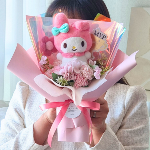 비씨앤디 산리오 트로피 인형꽃다발+반짝반짝LED, 1개, 핑크빛 마이멜로디