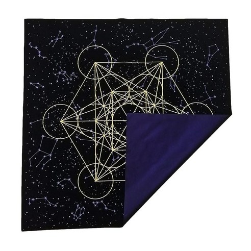 식탁보 타로 카드 천 장식 태피스트리 60cm 블랙 점성술 제단 테이블 천으로 60x60cm 가정용, 두꺼운 벨벳
