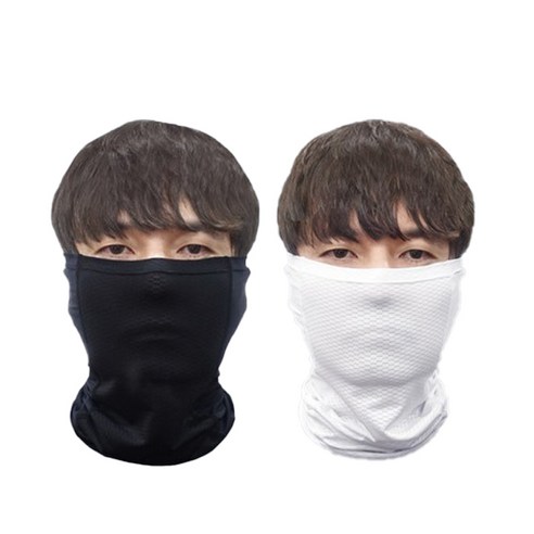 [스포달] 쿨스카프-멀티스카프 쿨마스크 쿨목토시 매쉬 여름용 메쉬 넥워머 쿨토시 멀티토시, 화이트+블랙_2개