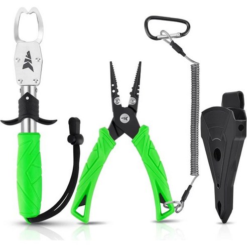 낚시저울 고리타입 걸이형 캐스트킹 낚시 플라이어 피쉬 립 그리퍼 또는 스케일 콤보 소금물에 강한 도구 고무 손잡이가 있는 레인야드 칼집이 라인 커터 후크 제거기 얼음 선물, H:7'' Split Ring Plier Combo-G, H:7'' Split Ring Plier Combo-G