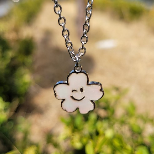 자개벚꽃 써지컬스틸 미아방지목걸이 키즈실버