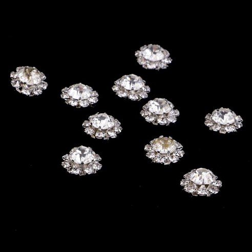 기술 12mm를 만드는 보석을 위한 10x 합금 꽃 모조 다이아몬드 Flatback 단추, 클리어, 아크릴