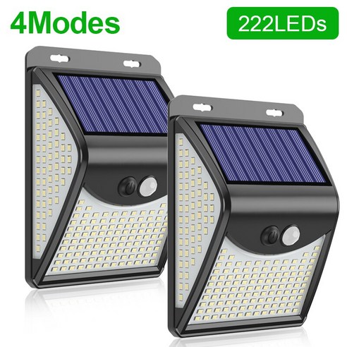 [KHTE] 244 222 LED 태양광 야외 4 모드 모션 센서 PIR 벽 조명 방수 태양광 램프 햇빛 정원 태양광 조명 야외등 태양광 조명, 폴란드_222LED-2Pcs-4Mode