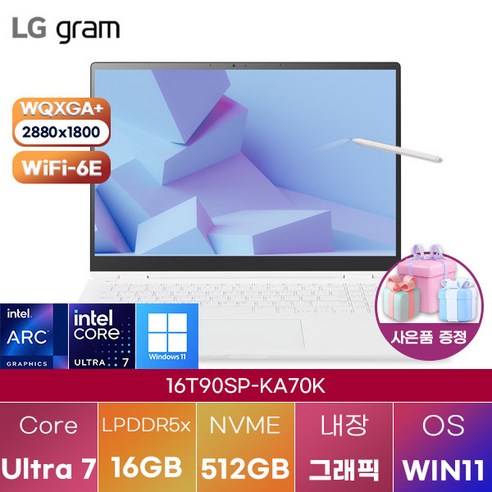 LG 그램 프로360 16T90SP-KA70K WIN11 신제품 대학생 인강용 업무용 사무용 포토샵 영상편집 고성능 가성비 노트북, WIN11 Home, 16GB, 512GB, 에센스 화이트