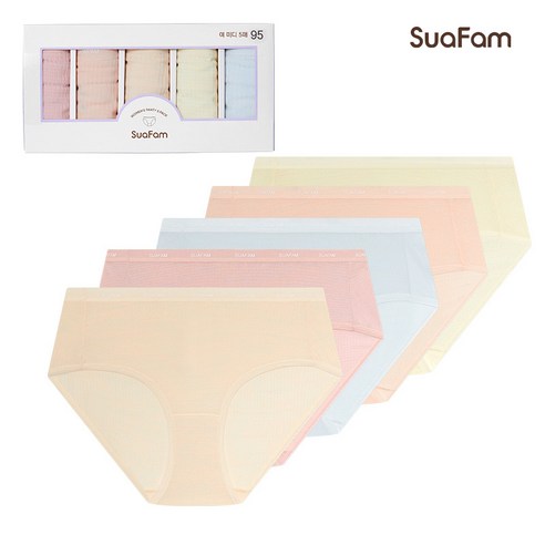 수아팜 주니어 팬티 소프트 멜란지 5장 세트 (10대 청소년 속옷 아동 여중생 초등 학생 5P 삼각)