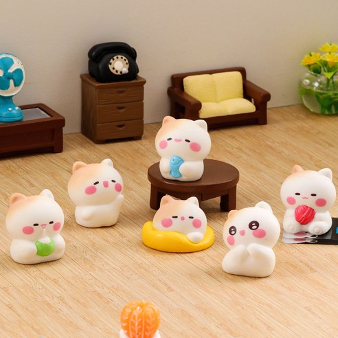 인테리어 소품 귀여운 아기 고양이 샴고양이 오브제 6종세트 23, B(아기고양이6종)