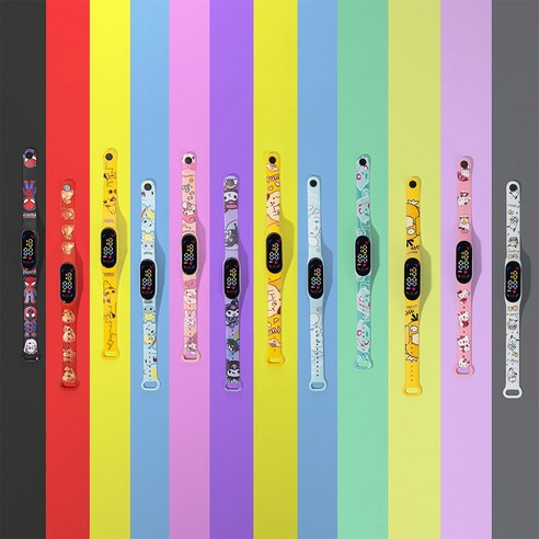 산리오 포켓몬 LED 미밴드타입 12종 어린이시계 초등생 어린이 전자시계 시나모롤 피카츄 쿠로미 답례품 어린이집선물