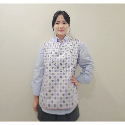 세수조끼 미니앞치마 주방앞치마 다용도 보육교사앞치마, 보라별꽃(폴리소재), 1개, M