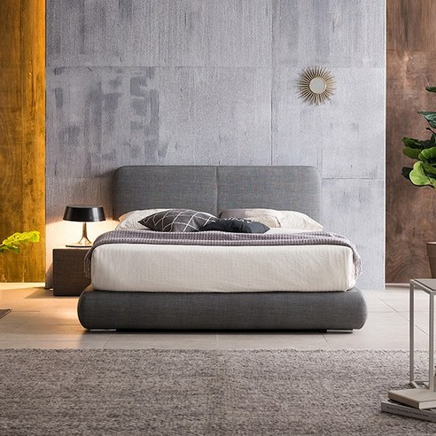 삼익가구 온스 라운드 가죽 침대(SB 라텍스 7존 독립스프링 매트리스-퀸), 그레이