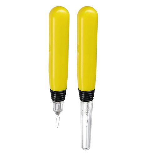 Retemporel 2개 led 바늘 스레 재봉 도구 조명 플라스틱 와이어 루프 diy 기 손 기계, 노란색