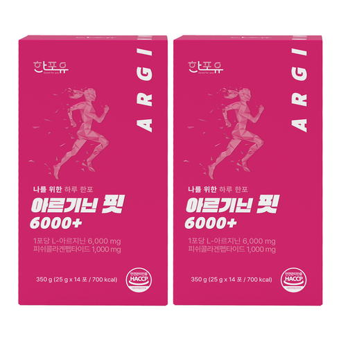 한포유 여성 아르기닌 핏 6000+ L아르기닌 고함량 젤리 콜라겐 14포, 350g, 2개