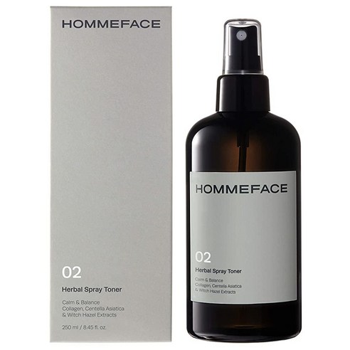 HOMMEFACE 남성용 허브 스프레이 페이스 토너 249.9ml(8.4온스) 알코올 프리 수분 공급 균형 페이셜 미스트 위치 헤이즐 시카 추출물 애프터쉐이브 모, 1개, 249.9ml